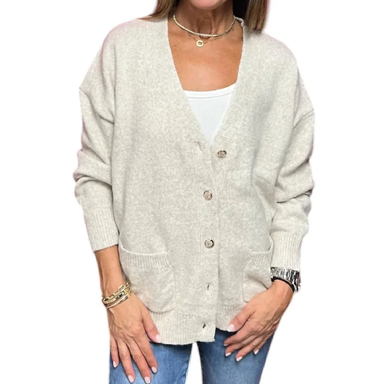 High Street Fashion Brooklyn Oversized Cardigan In Oatmeal