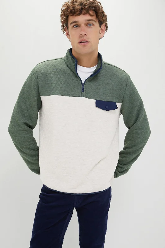 Relaxed Tops Green Oat Colorblock Corbet Pullover