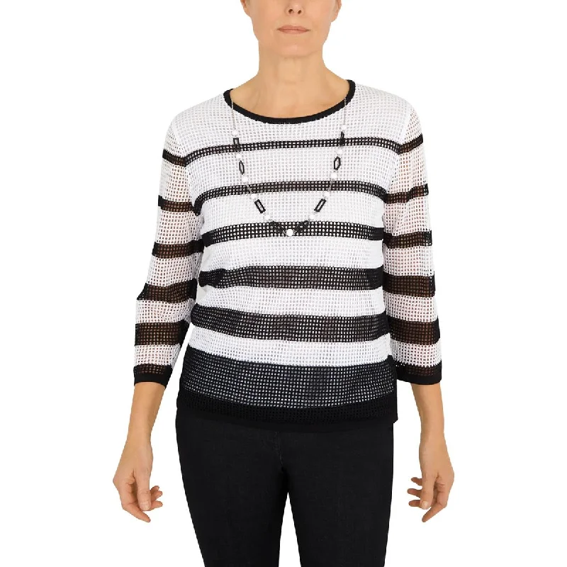 Exquisite Craftsmanship Alfred Dunner Womens Striped  Pullover Sweater