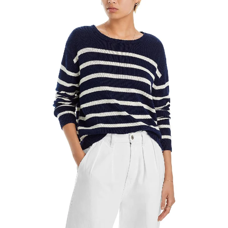 Simple Style Kule Womens The Finn Striped Organic Cotton Crewneck Sweater