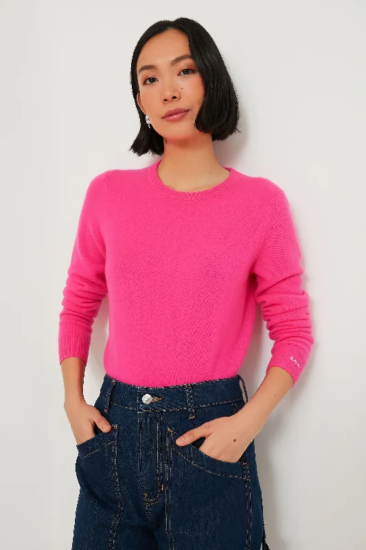 Versatile Itinerary Hot Pink Cashmere Crewneck Sweater