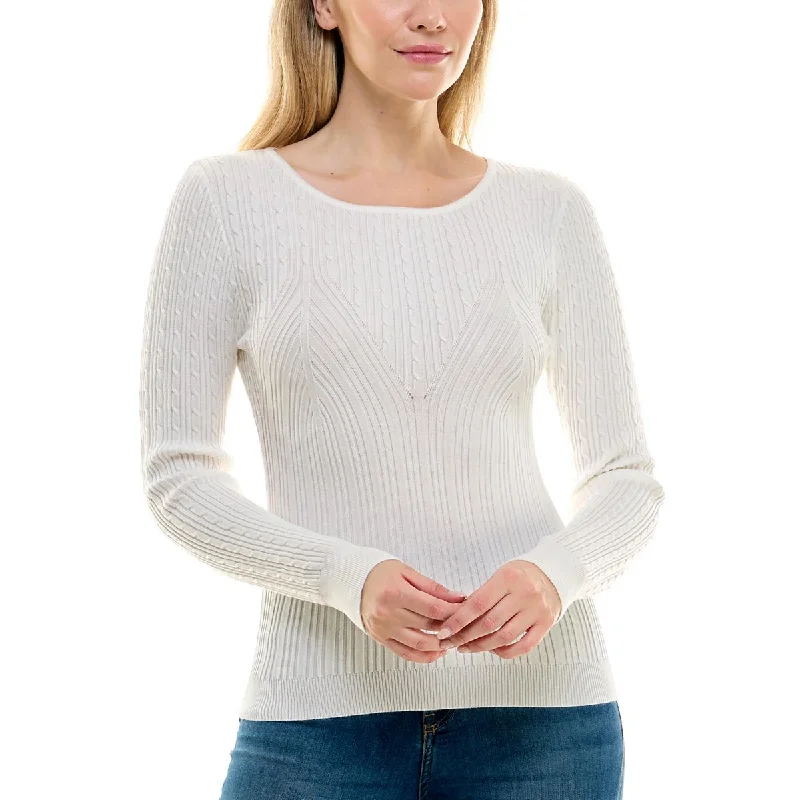 Elegant Tailoring Crave Fame Womens Juniors Cable Knit Crewneck Sweater