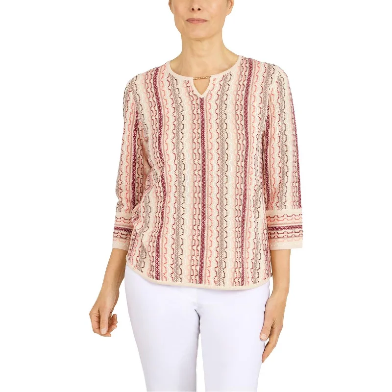 Classic Retro Alfred Dunner Womens Textured Pullover Sweater