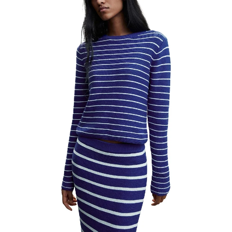 Comfortable Mind MNG Womens Striped Crewneck Pullover Sweater