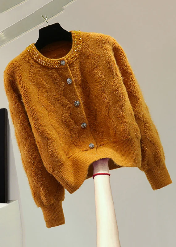 End Of The Year Boutique Orange Nail Bead Thick Cotton Knit Sweater Tops Winter