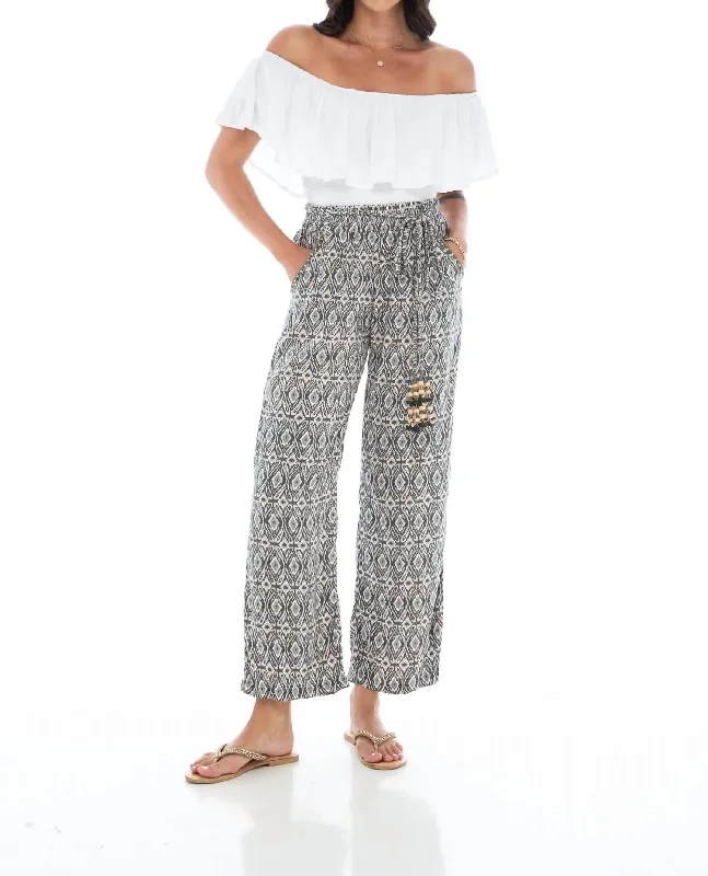 Minimal Style Ikat Pants In Grey