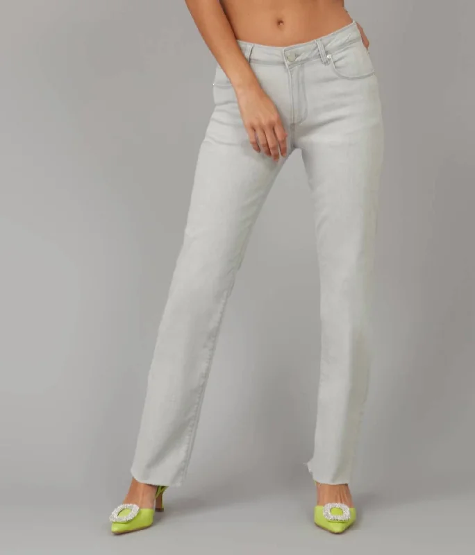 Retro Fashion Jasper Mid Rise Straight Jeans In Pale Taupe