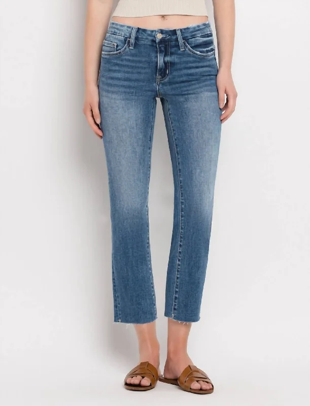 Exquisite Fabrics Cropped You Out Slim Straight Jeans In Md Wash