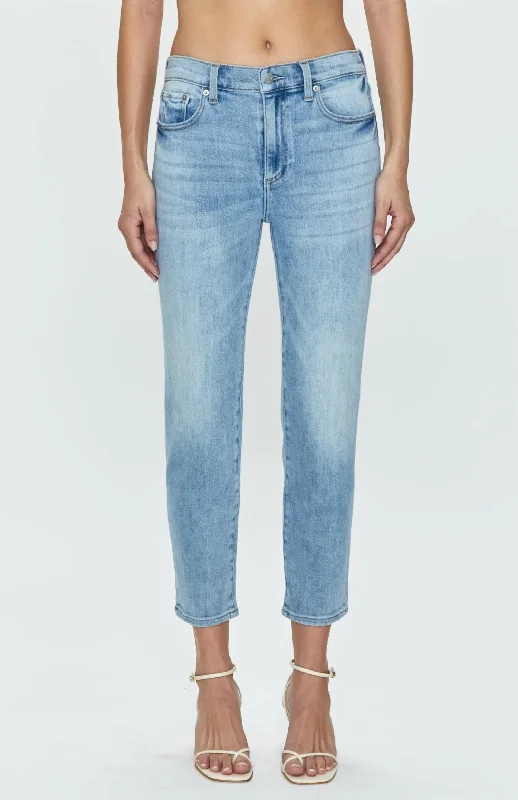 Refreshing Design Monroe Crop High Rise Cigarette Jeans In Sea Air