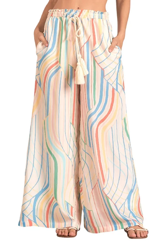 Fresh And Fashionable Wide Leg Pants With Rope Pants In Multi Santa Barbara