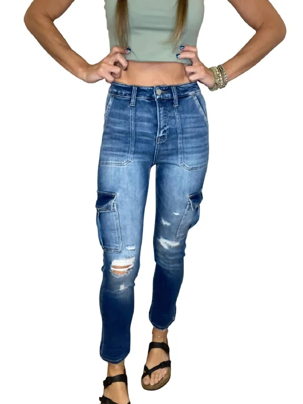 Avant-garde Design Kristen Cargo Denim In Blue