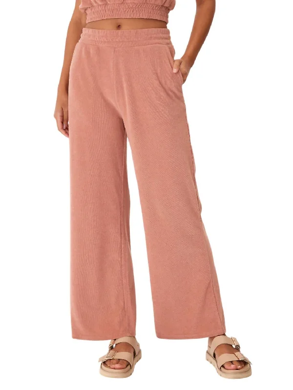 Youthful Vitality Sharie Towel Terry Wide Leg Pant In Dune