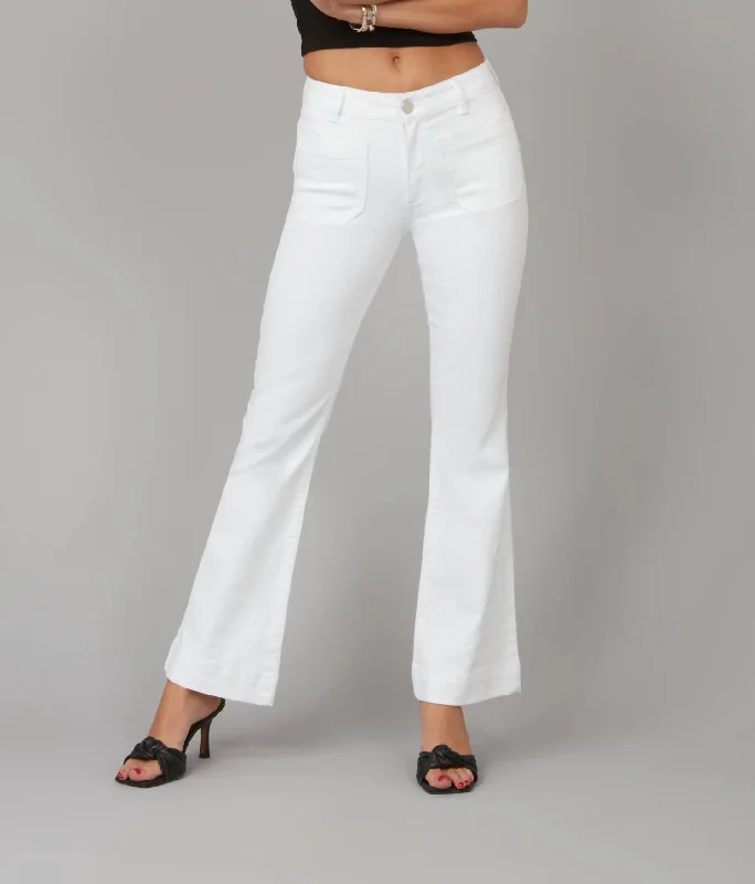 Youthful Street Fashion Alice High Rise Flare Jeans In White