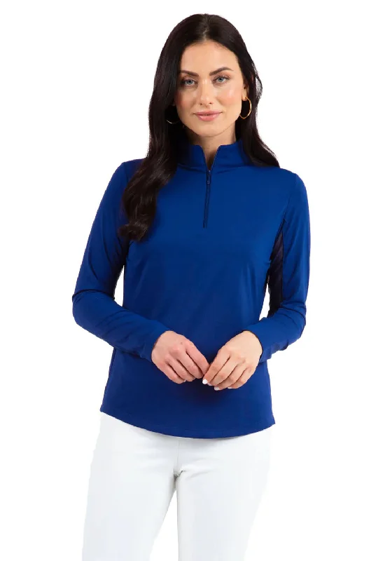 Soft Clothing IBKUL Womens Long Sleeve Mock Solid Top - Navy