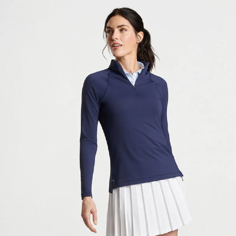 Smart Comfort Wear Peter Millar Women's Raglan Sleeve Perth Layer Quarter-Zip Pullover Sweater - Navy* Smart Comfort Wear Peter Millar Women's Raglan Sleeve Perth Layer Quarter-Zip Pullover Sweater - Navy*