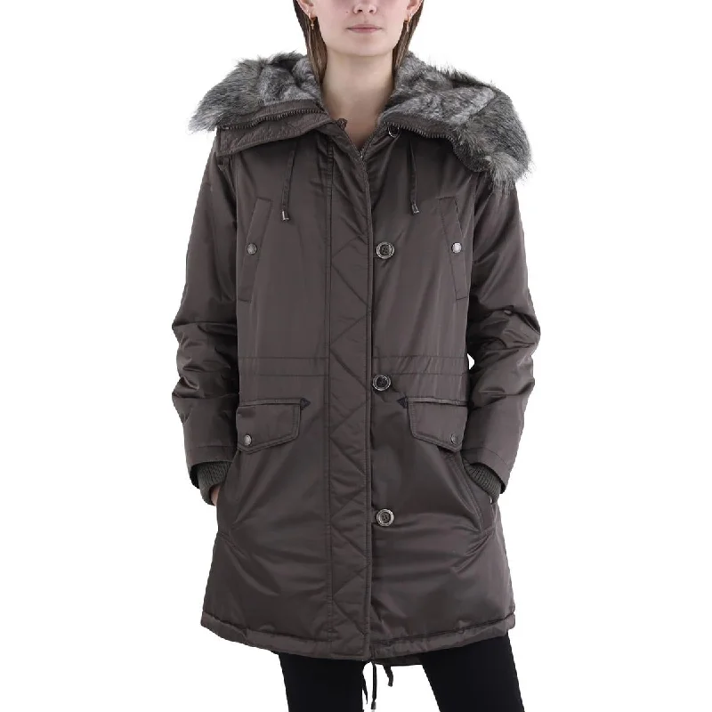 Leisure Travel Laundry by Design Womens Faux Fur Hooded Puffer Jacket