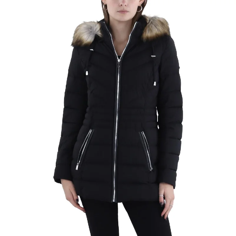 Wandering freely Laundry by Shelli Segal Womens Faux Fur Trim Hooded Puffer Jacket