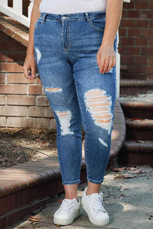 Fresh Comfort Plus Size Distressed Skinny Jeans