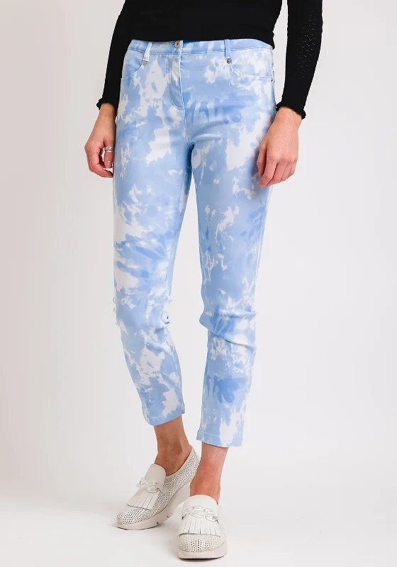 Comfortable Wear Robell Elena 09 Slim Fit Crop Jeans, Blue Tie-Dye