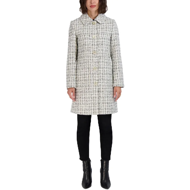 Bottom And Versatile Laundry by Shelli Segal Womens Collar Tweed Walker Coat