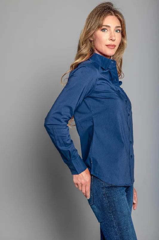 Chic Comfort Kimes Ranch Womens Team Shirt Navy Cotton Blend L/S Shirt
