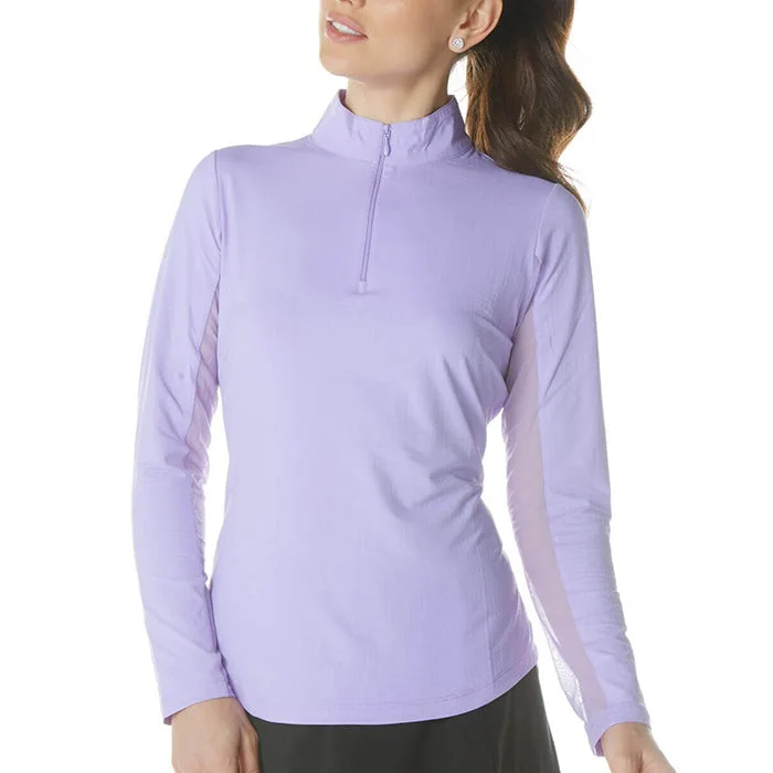 All-Day Wear IBKUL Womens Long Sleeve Mock Solid Top - Lavender