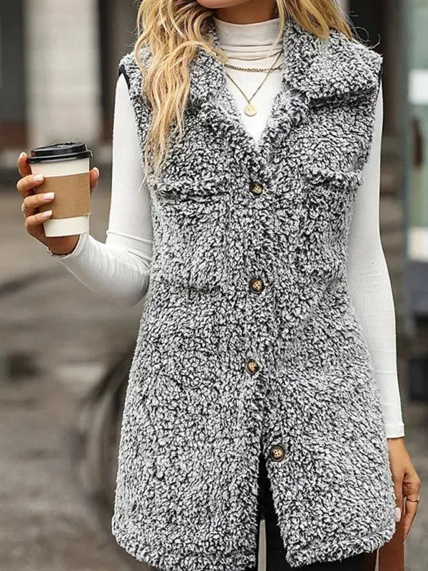 Celebrity Style Sleeveless Long Women Winter Coat