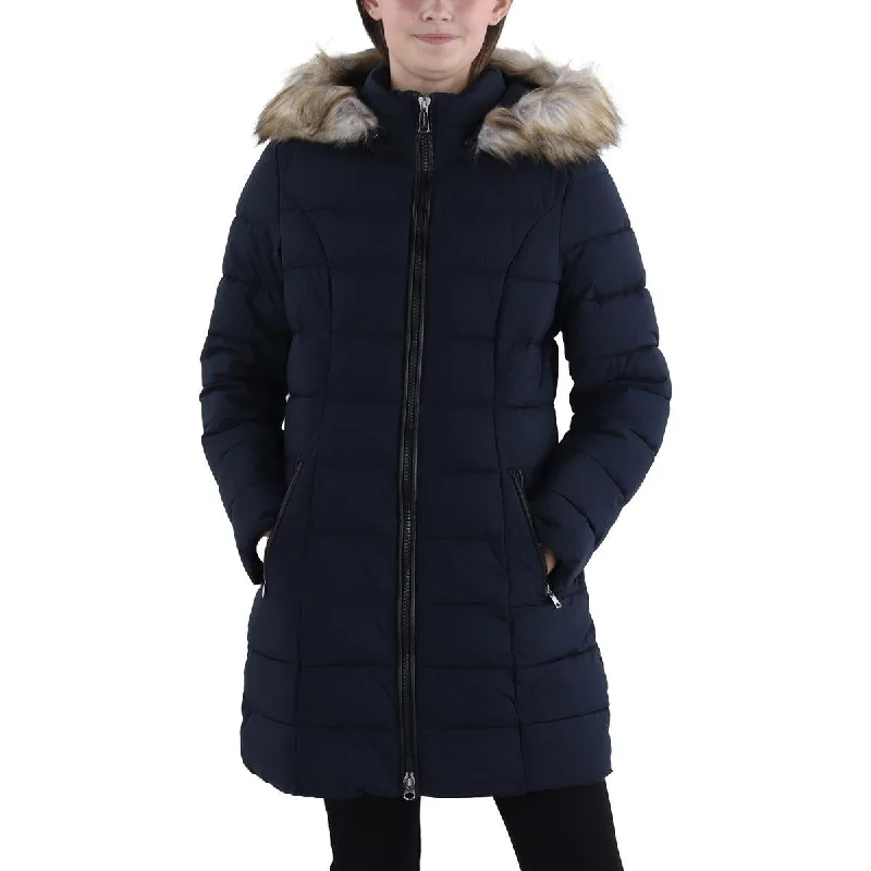 Hooded design Laundry by Shelli Segal Womens Faux Fur Trim Hooded Puffer Jacket