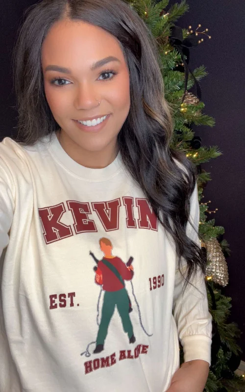 Breezy Comfort Kevin's Home Alone Garment Dyed Long Sleeve Graphic Top