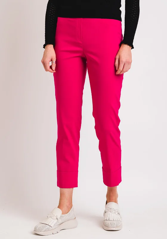Quality Tailoring Robell Bella 09 Turn Up Cropped Trousers, Raspberry Pink