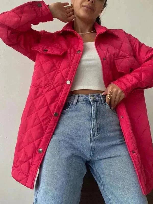 Cozy Street Style Chic Loose Women’s Quilted Shirt Jacket