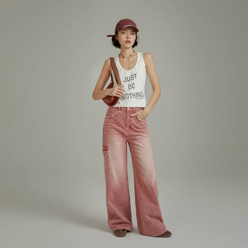 Classic Choice Color Pocket Wide Denim Jeans
