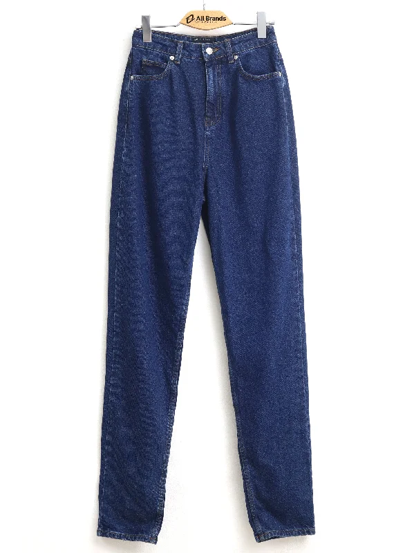 Simple Elegance Women's Plain Solid Jeans,Navy
