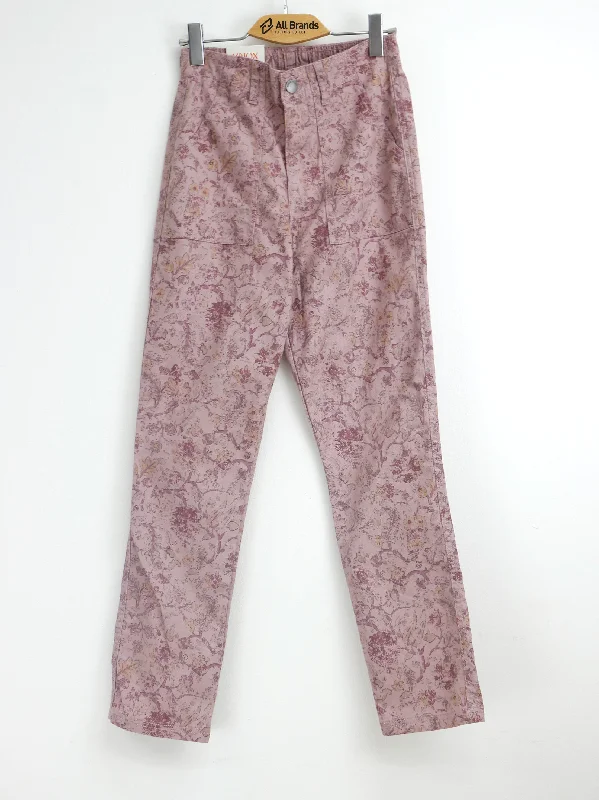 Minimal Comfort Women's Floral Printed Jeans Pants,Pink