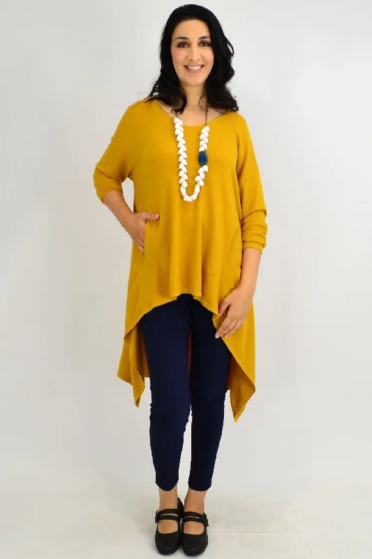 Effortless Outfits Mustard Heidi Hi Low Tunic Jumper
