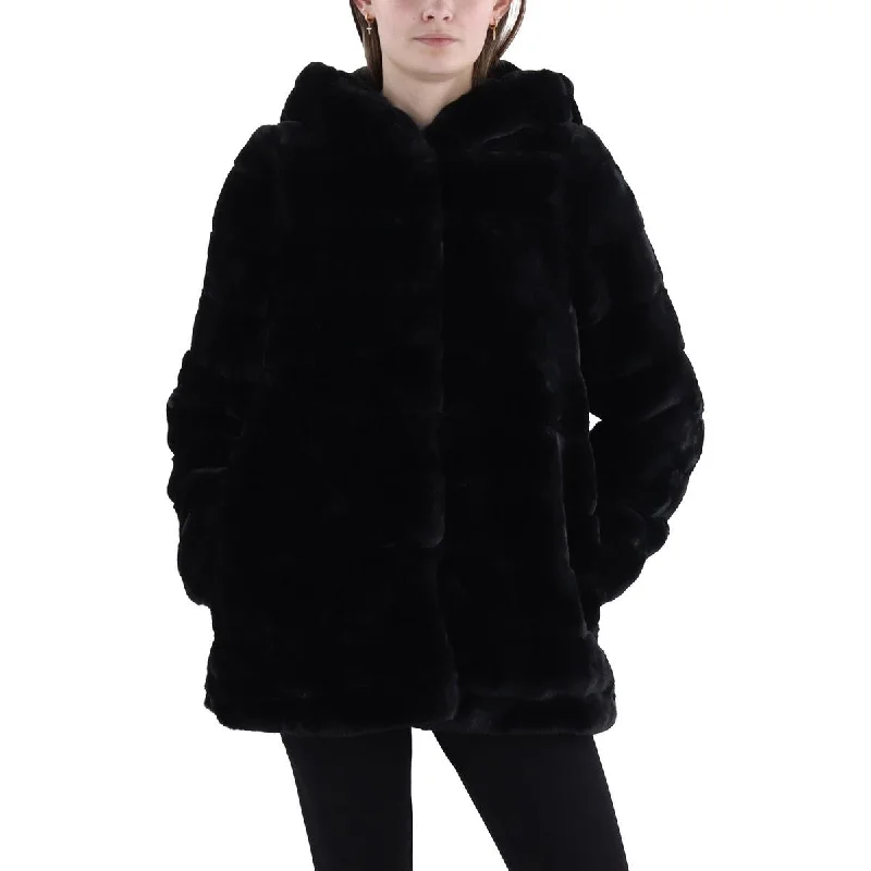 Classic Style Laundry by Shelli Segal Womens Hooded  Faux Fur Coat
