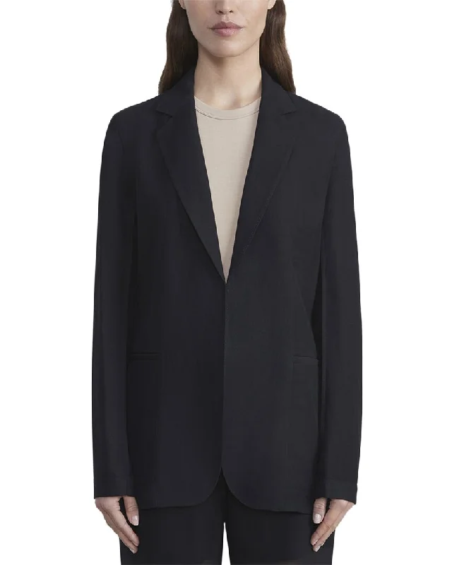 Single-shoulder Neck Design Lafayette 148 New York Inside Out Seam Linen-Blend Blazer