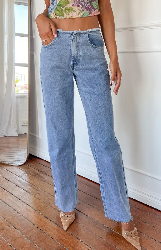 Luxury Classic Austin Mid Rise Mid Wash Blue Denim Jeans