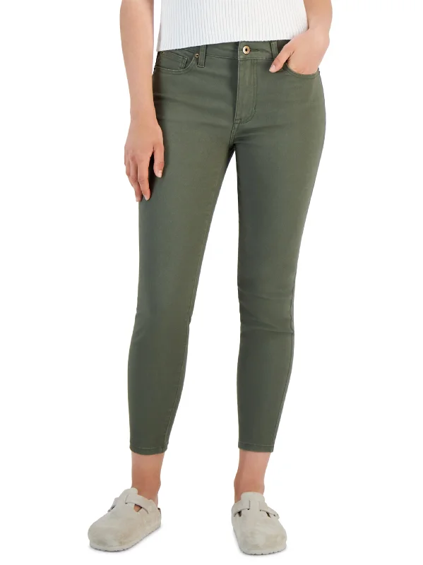 Casual Wear Women's Plain Skinny Ankle Jeans,Olive