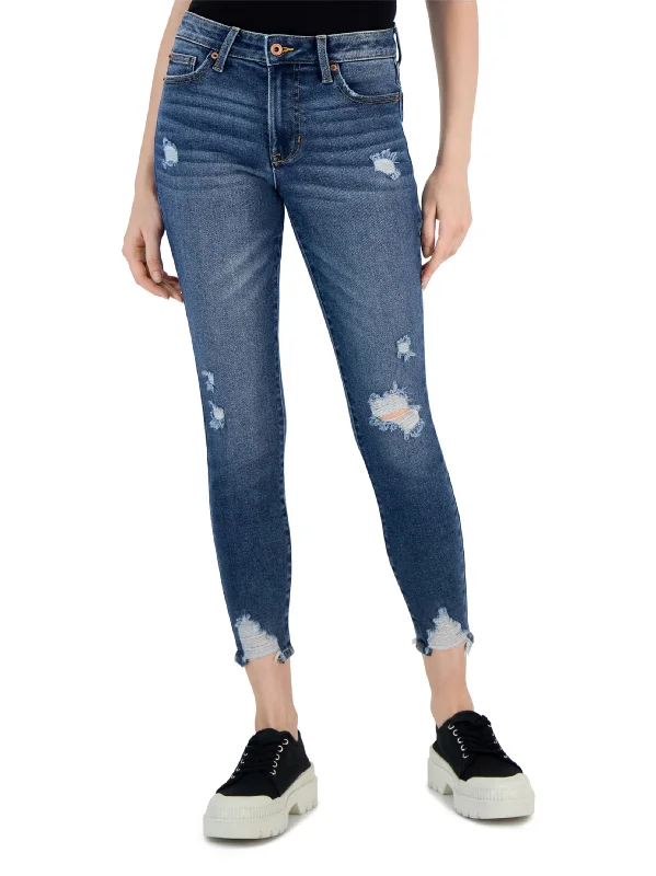 High-end Design Women's Ripped Washed Jeans,Blue