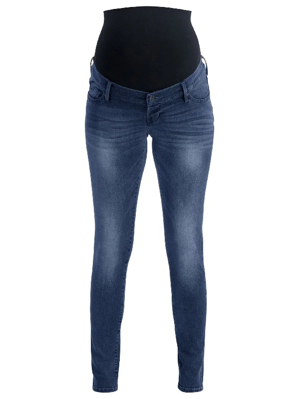 Chic Relaxation Women's Washed Maternity Jeans,Dark Blue