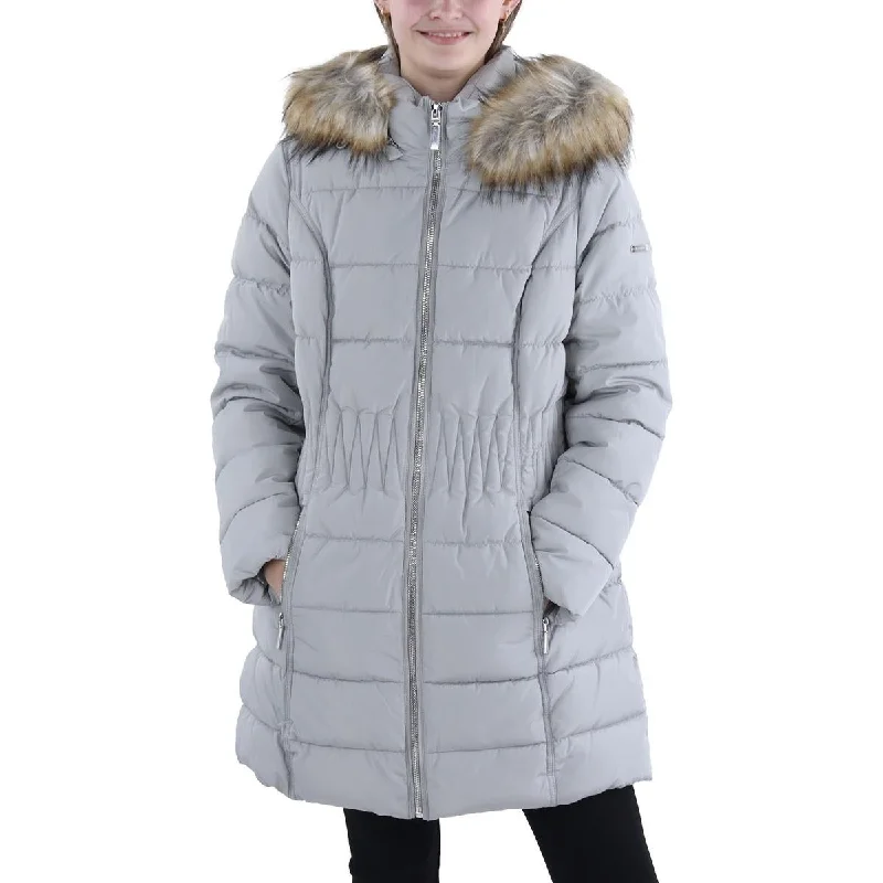 Comfortable And Simple Laundry by Shelli Segal Womens Faux Fur Hooded Puffer Jacket