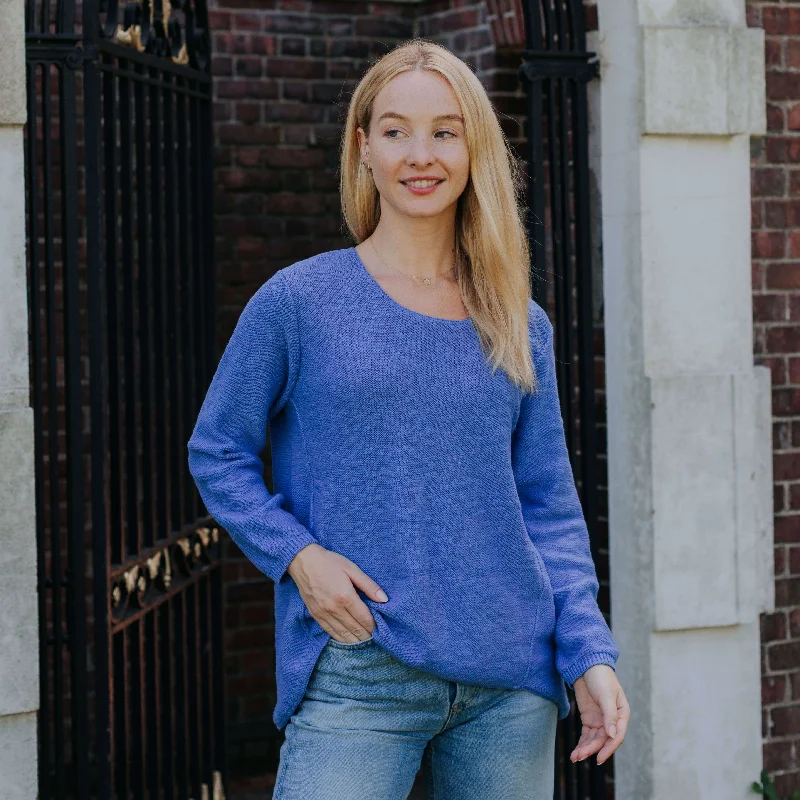 Casual Chic Outfits Avalin Front Seam Slub Crew Neck Sweater - Ocean