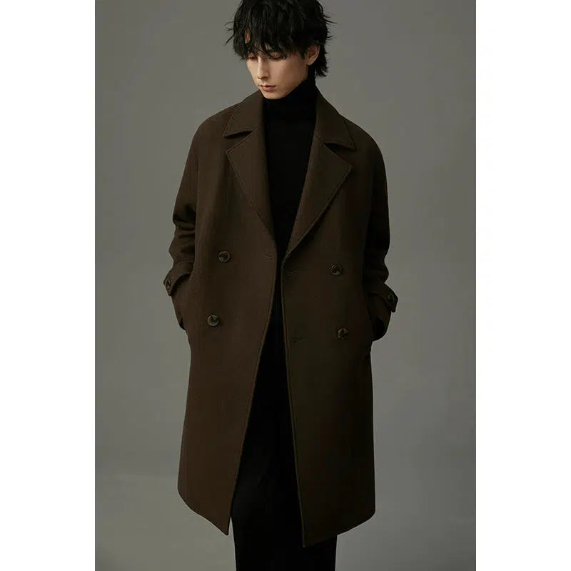 Soft Fabric Looks Double-Breasted Wool Coat