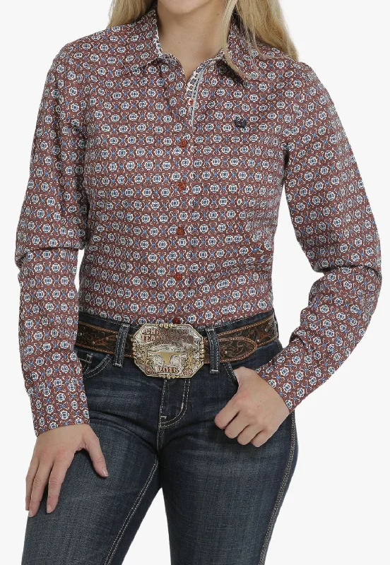 Easy Chic Wear Cinch Womens Geometric Long Sleeve Shirt