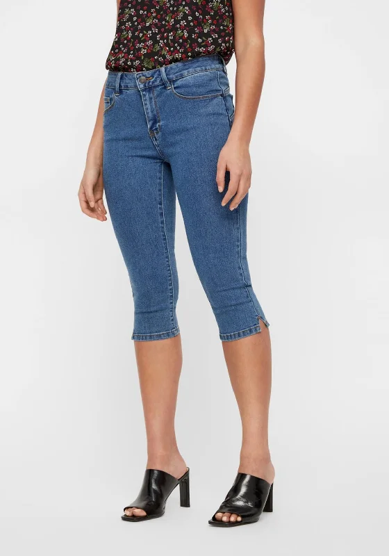 Casual Elegance Vero Moda Hot Skinny Leg Capri Jeans, Medium Blue Denim