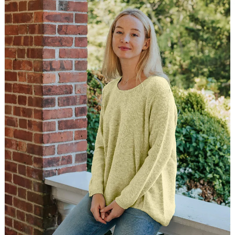 Cozy Fitting Avalin Front Seam Slub Crew Neck Sweater - Butter