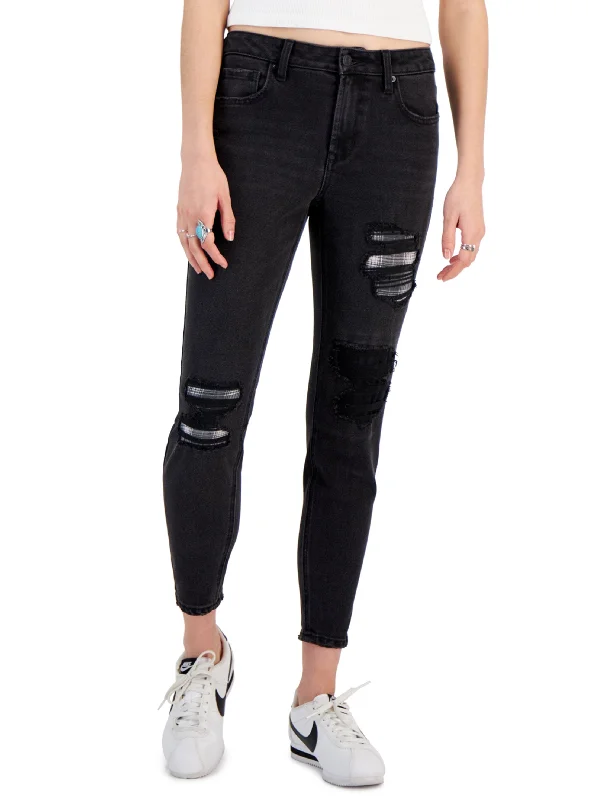 Design Trend Women's Ripped Jeans,Black