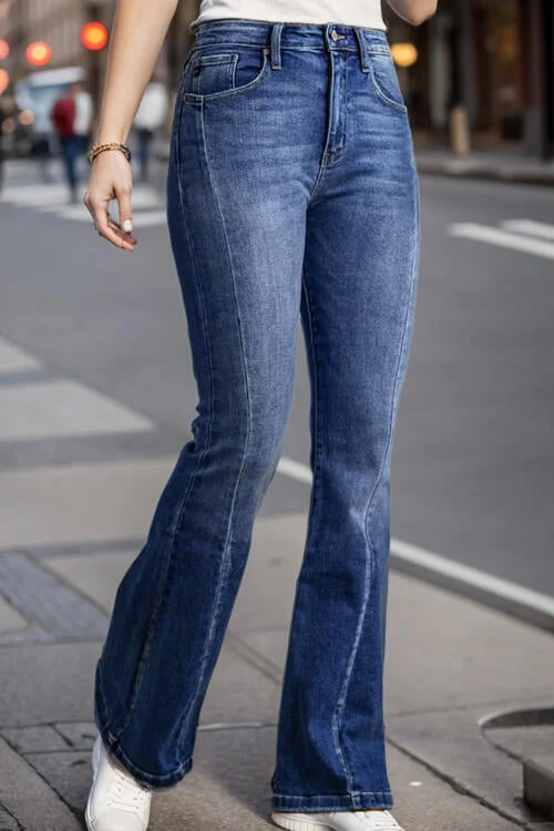 Easy Fashion Plus Size High Waist Flare Jeans