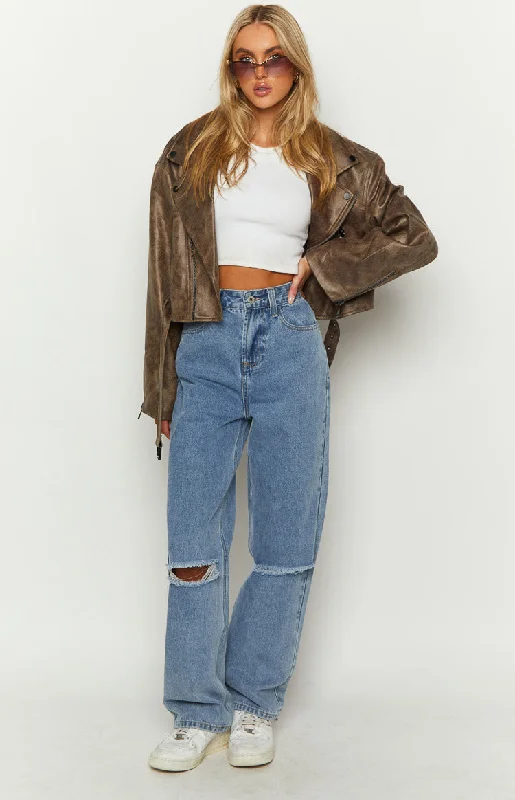 Trendy Items Robin Mid Blue Wide Leg Denim Jeans